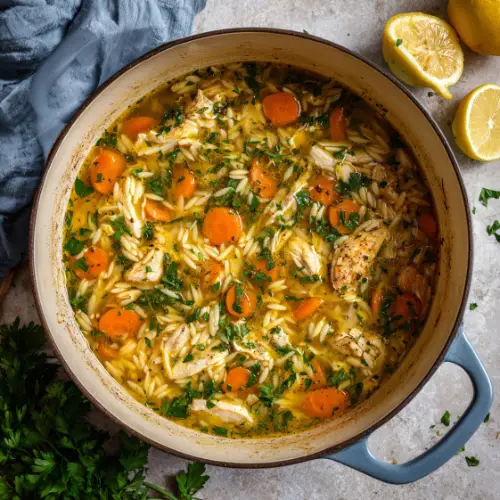 Lemon Chicken Orzo Soup