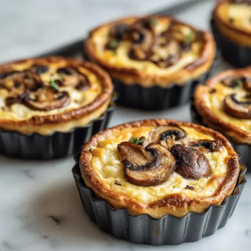 Mini Mushroom Cheese Quiches