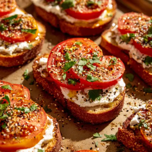 Tomato Ricotta Toast with Olive Oil and Everything Seasoning