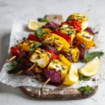 Grilled Halloumi and Veggie Skewers