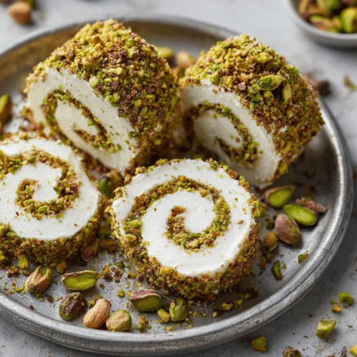Pistachio-Crusted Labneh Cheese Roll