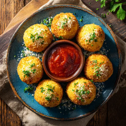 Classic Italian Arancini with Marinara Dip