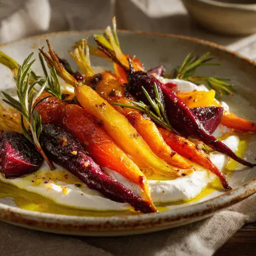 Roasted Carrots and Beets with Whipped Ricotta & Herbs