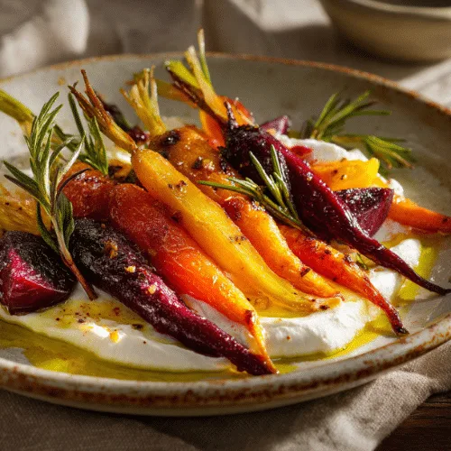 Roasted Carrots and Beets with Whipped Ricotta & Herbs