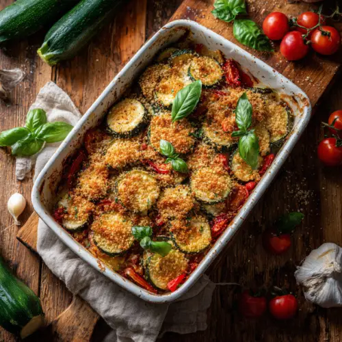 Zucchini, Tomato & Bell Pepper Gratin