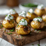 Mini Roasted Baby Potatoes with Sour Cream and Chives