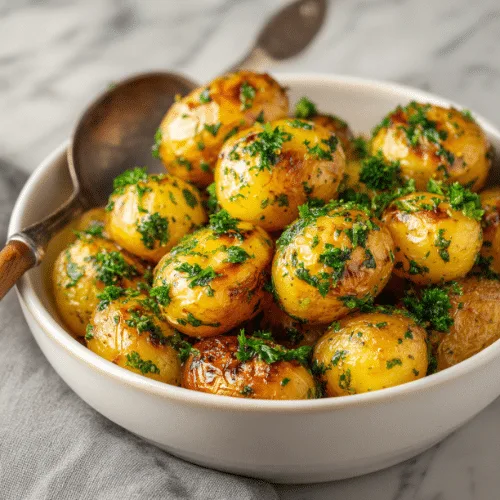 Crispy Garlic Herb Roasted Baby Potatoes