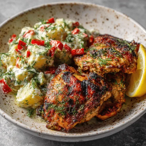 Herb-Grilled Chicken with Creamy Dill Potato Salad