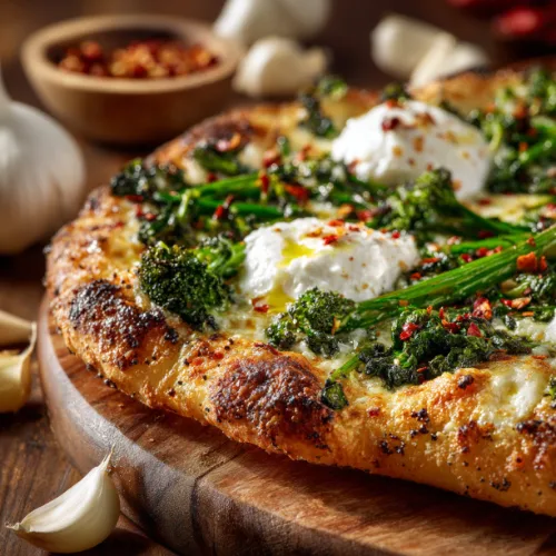 Broccoli Rabe and Burrata Pizza
