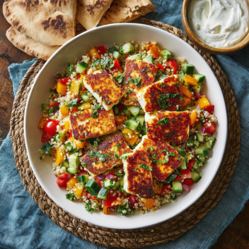 Grilled Halloumi with Herbed Bulgur Salad