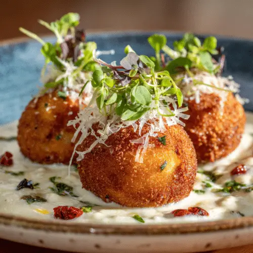Gourmet Truffle Mushroom Arancini with Parmesan Cream