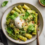 Rigatoni with Burrata, Basil Pesto & Toasted Pine Nuts