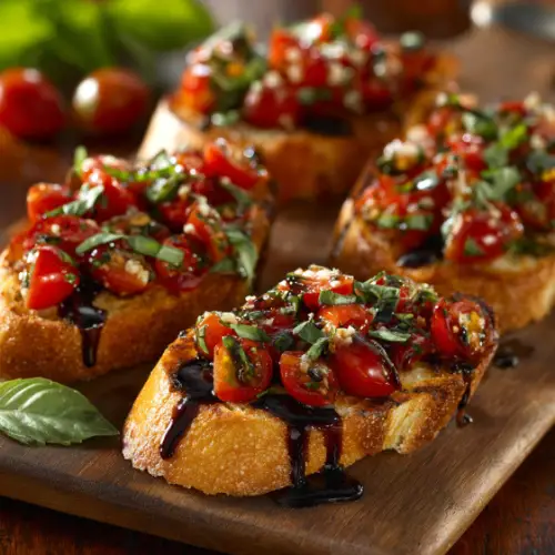 Tomato Basil Bruschetta with Balsamic Glaze