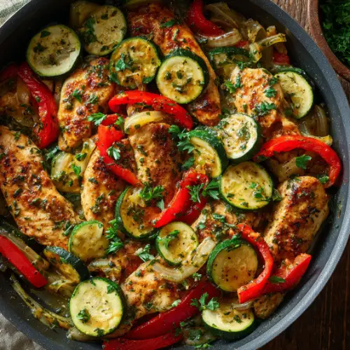 Garlic Herb Chicken with Sautéed Zucchini and Bell Peppers