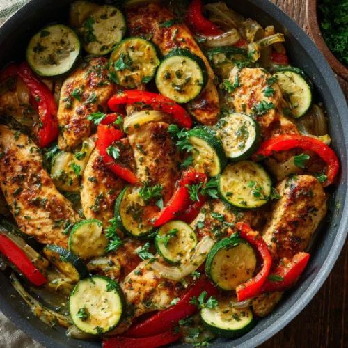Garlic Herb Chicken with Sautéed Zucchini and Bell Peppers