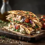 Mediterranean Salmon Flatbread Sandwich