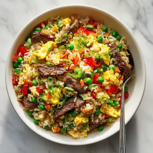 Beef Fried Rice with Vegetables and Egg