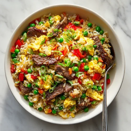 Beef Fried Rice with Vegetables and Egg