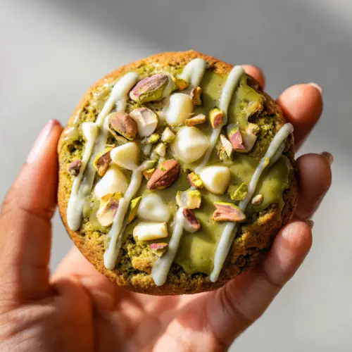 Soft Matcha Pistachio Cookie with White Chocolate Chunks