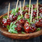 Sticky Asian Glazed Meatball Skewers