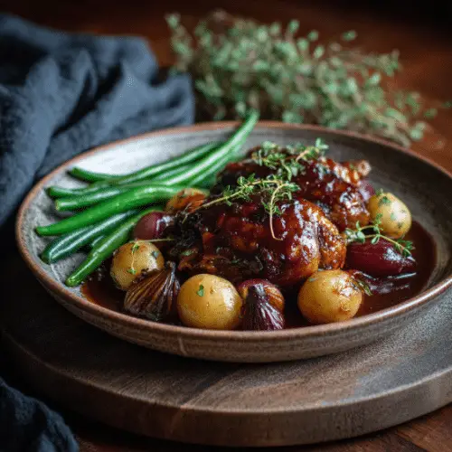 Braised Chicken Leg in Red Wine Reduction