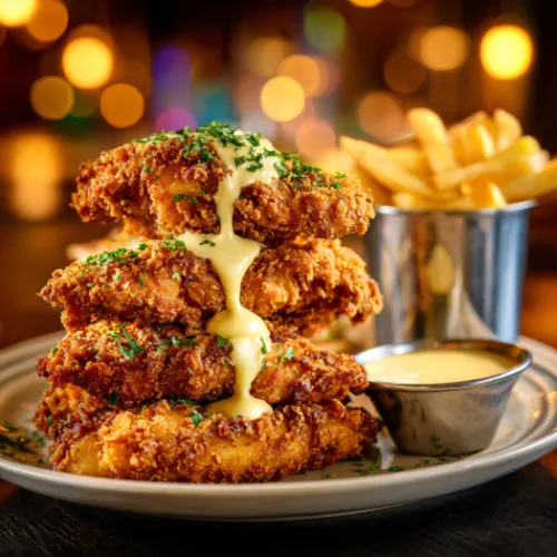 Crispy Buttermilk Chicken Tenders with Honey Mustard Sauce