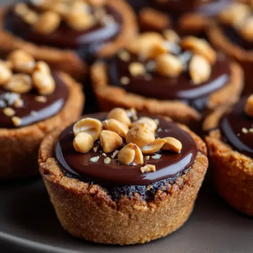 Chocolate Peanut Butter Ganache Cookie Cups