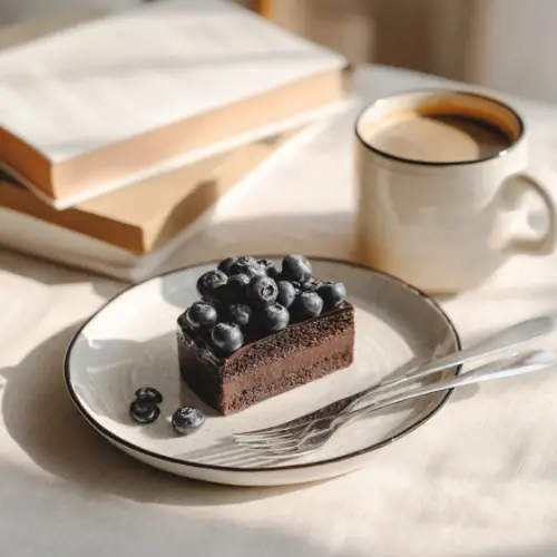 Dark Chocolate Blueberry Cake Slice