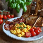 Creamy Scrambled Eggs with Crispy Bacon & Toast