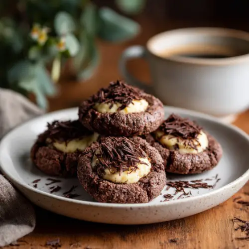 Chocolate Thumbprint Cookies with Vanilla Cream