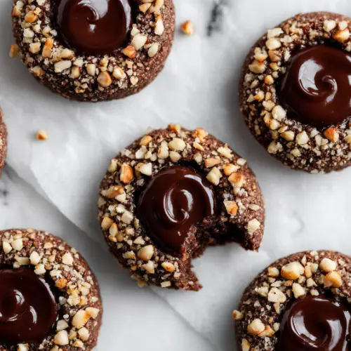 Chocolate Hazelnut Thumbprint Cookies