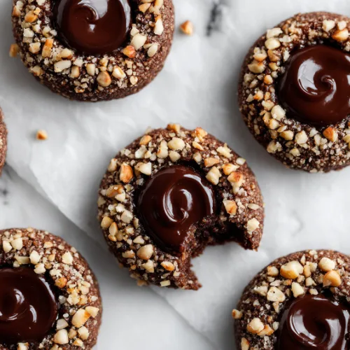 Chocolate Hazelnut Thumbprint Cookies