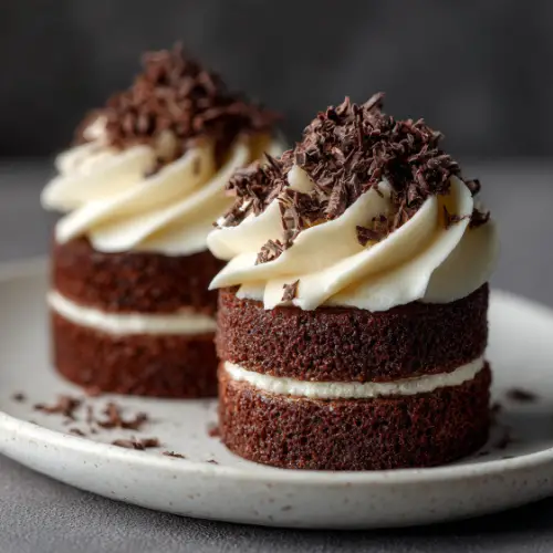 Mini Chocolate Layer Cakes with Chocolate Mousse & Vanilla Buttercream