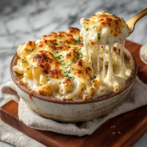 Baked Four Cheese White Macaroni