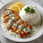 Grilled Chicken with Creamy Garlic Herb Sauce & Rice