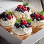 Vanilla Berry Cupcakes with Whipped Cream Frosting
