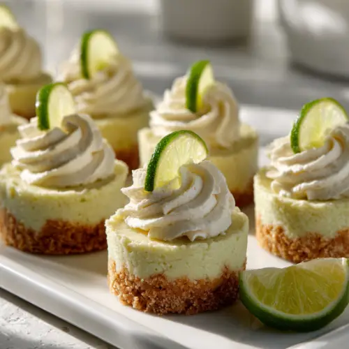 Mini Key Lime Cheesecakes with Whipped Cream