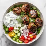 Greek Meatball Bowl with Tzatziki and Mediterranean Salad
