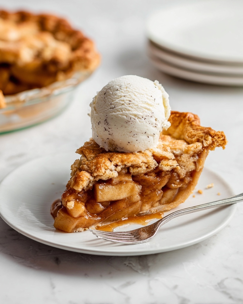 Cinnamon Apple Pie à la Mode with Flaky Crust and Vanilla Ice Cream Recipe - Recipe Image