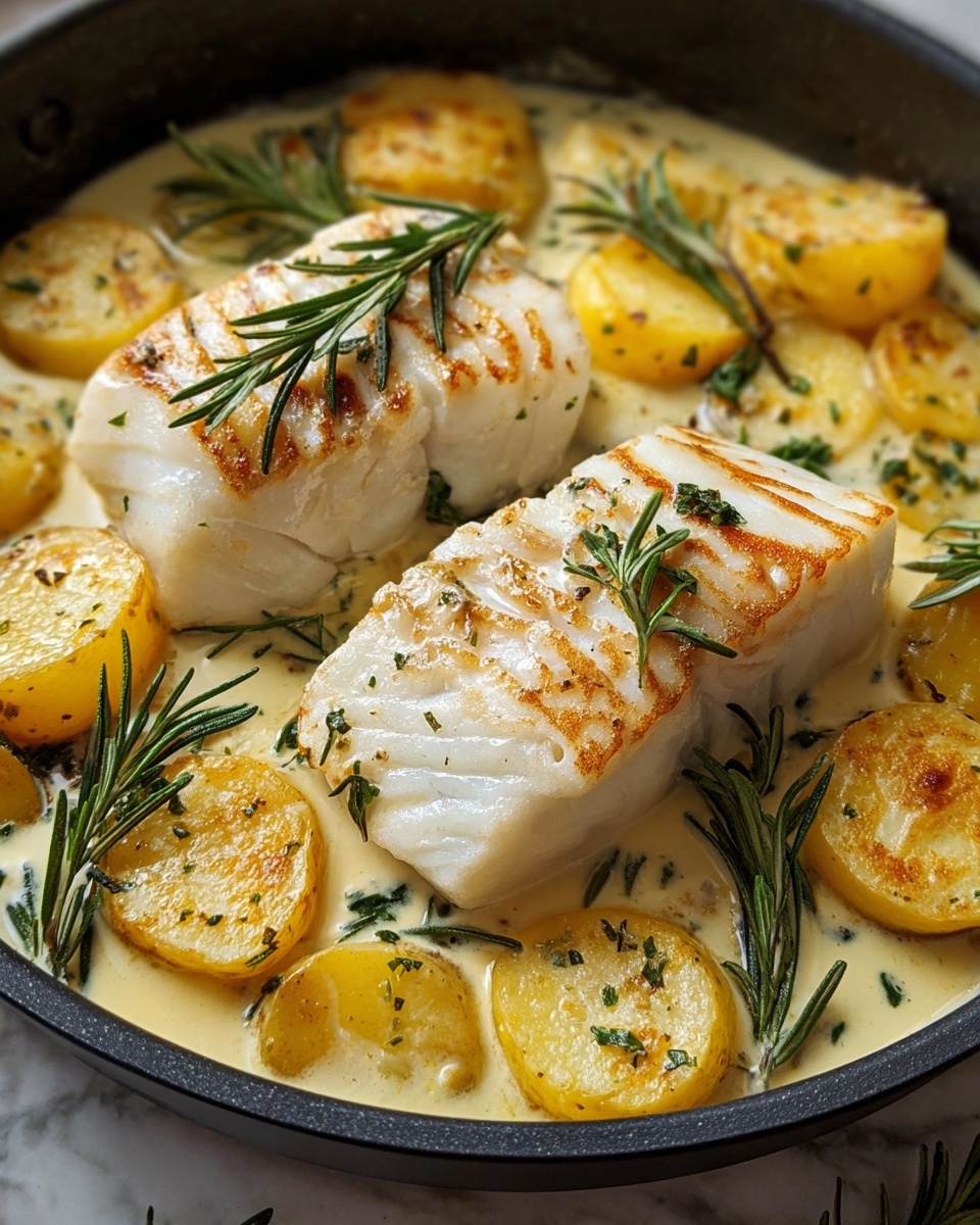 Cod & Potatoes in Rosemary Cream Sauce Recipe - Recipe Image