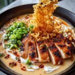 Fiery Chicken Ramen with Creamy Garlic Sauce Recipe