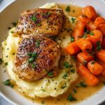 Garlic Herb Chicken with Creamy Mashed Potatoes and Glazed Carrots Recipe