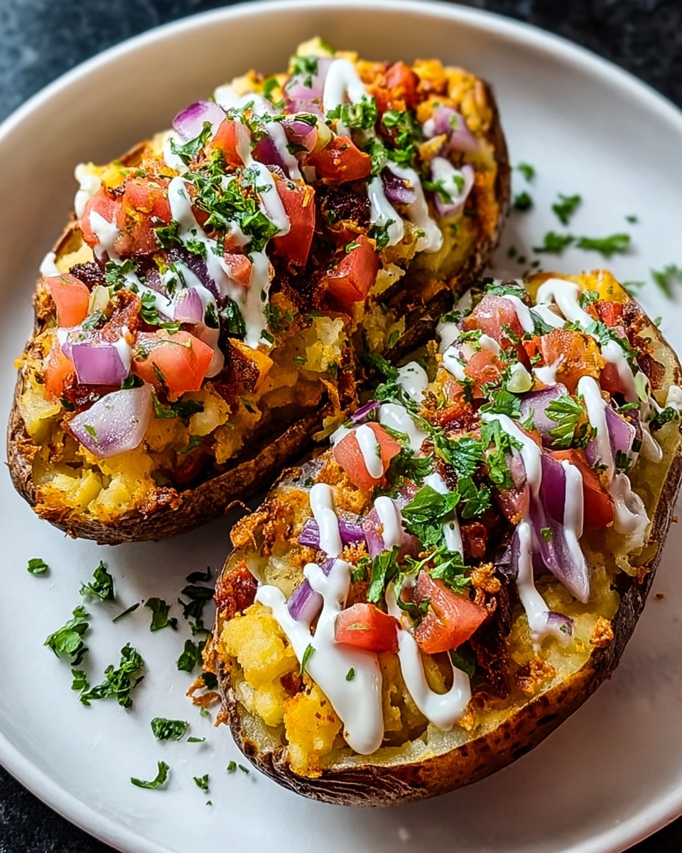 Loaded Baked Potatoes with Pico de Gallo, Black Beans, Corn, and Guacamole Recipe 6 Loaded Baked Potatoes with Pico de Gallo, Black Beans, Corn, and Guacamole Recipe - Recipe Image