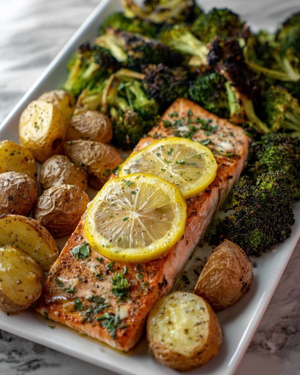 Lemon Butter Salmon with Crispy Potatoes and Roasted Broccoli Recipe 6 Lemon Butter Salmon with Crispy Potatoes and Roasted Broccoli Recipe - Recipe Image