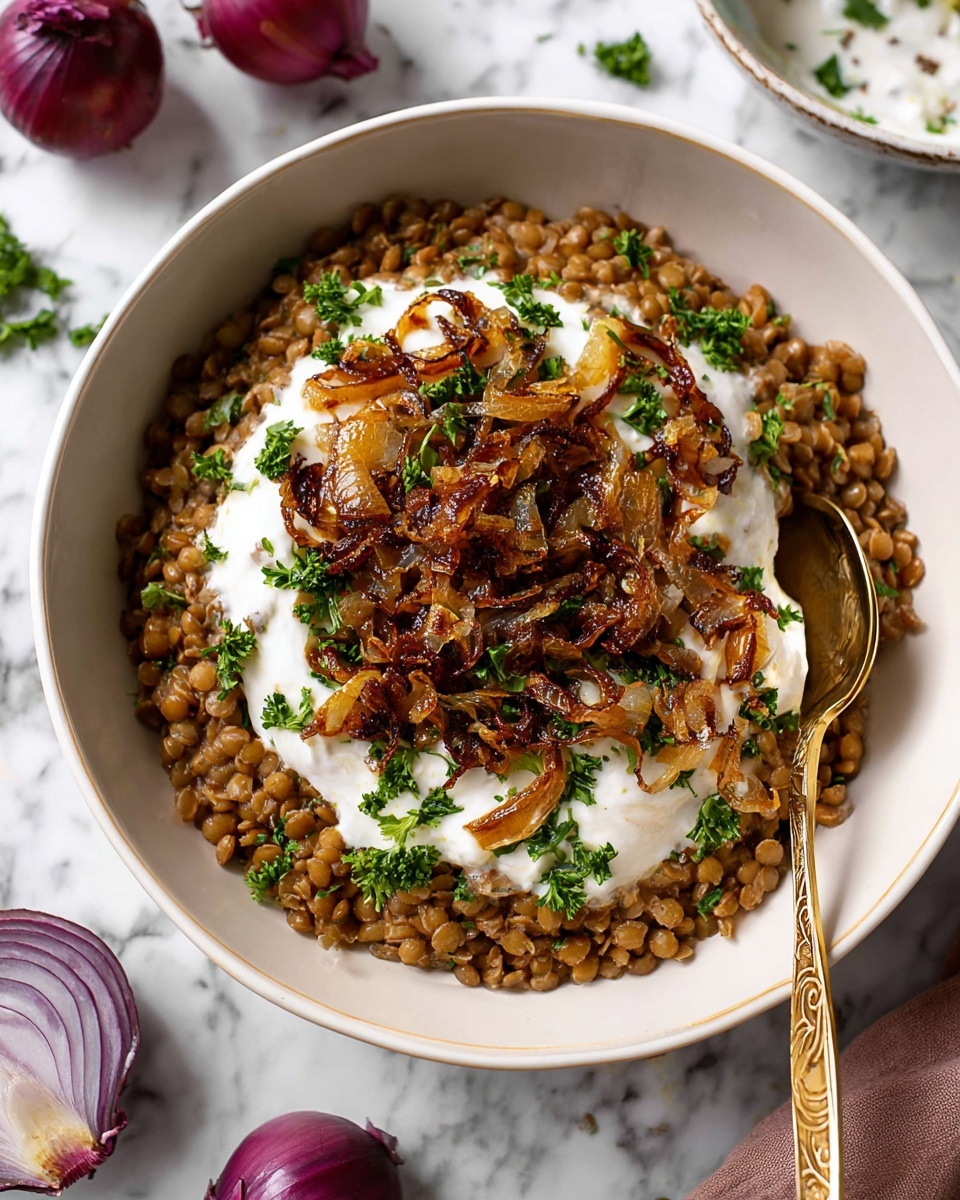 Mujadara with Caramelized Onions and Fresh Herbs Recipe