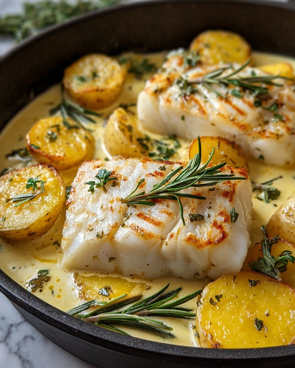 Cod & Potatoes in Rosemary Cream Sauce Recipe - Recipe Image