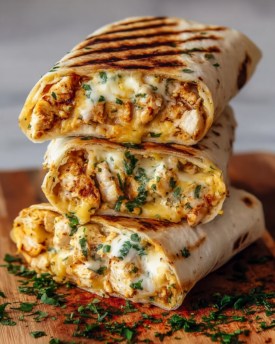 Ooey-Gooey Cheesy Garlic Chicken Wraps Recipe