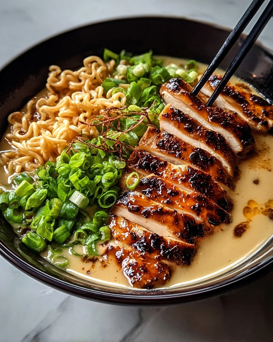Fiery Chicken Ramen with Creamy Garlic Sauce Recipe - Recipe Image