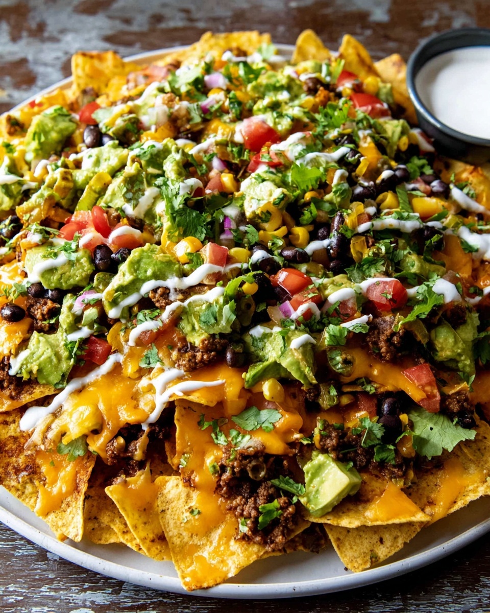 Oven-Baked Nachos with Ground Beef, Vegetables, and Melted Cheese Recipe