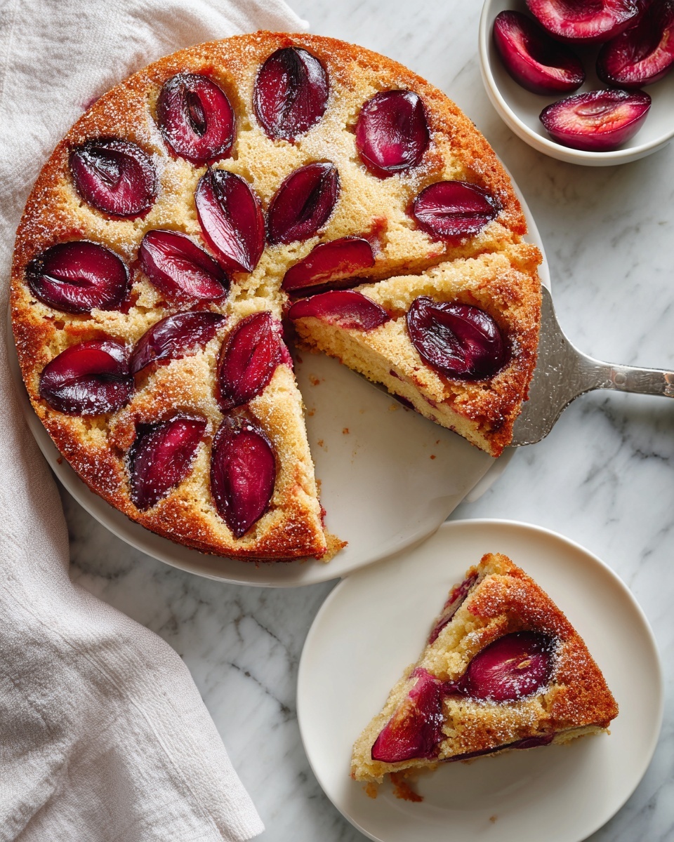 Plum Torte with Toasted Nuts and Apricot Glaze Recipe - Recipe Image